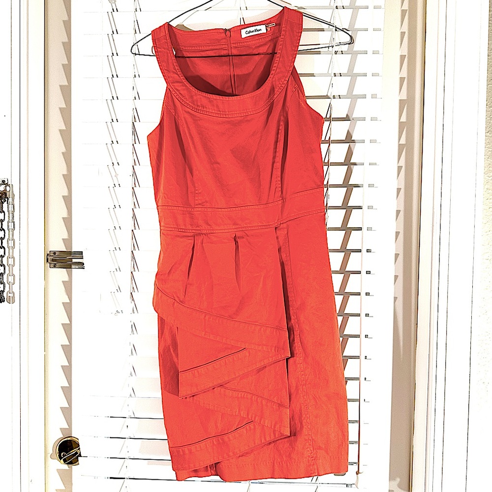 Beautiful Orange Calvin Klein Ruffle Dress Sz 8